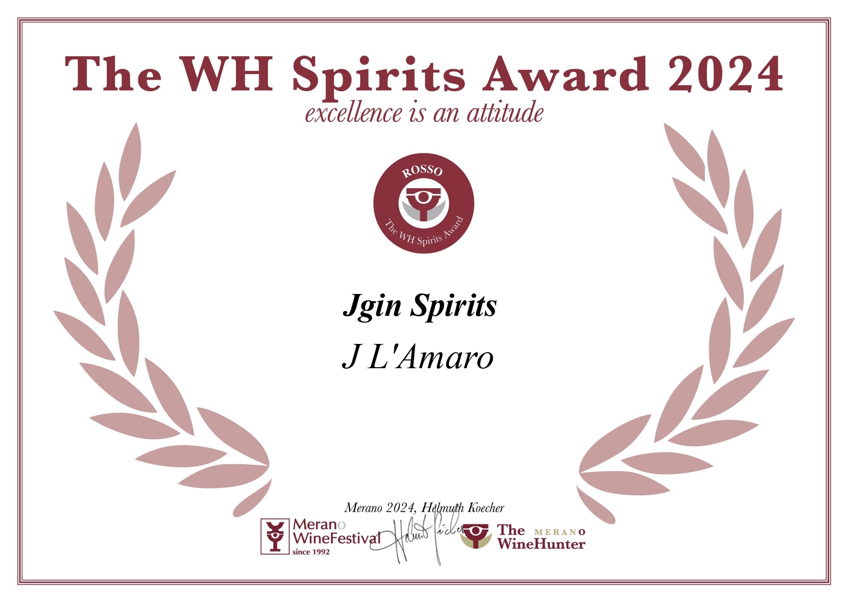 J L'AMARO e JGIN: Doppia Vittoria al The WineHunter Spirits Award 2024